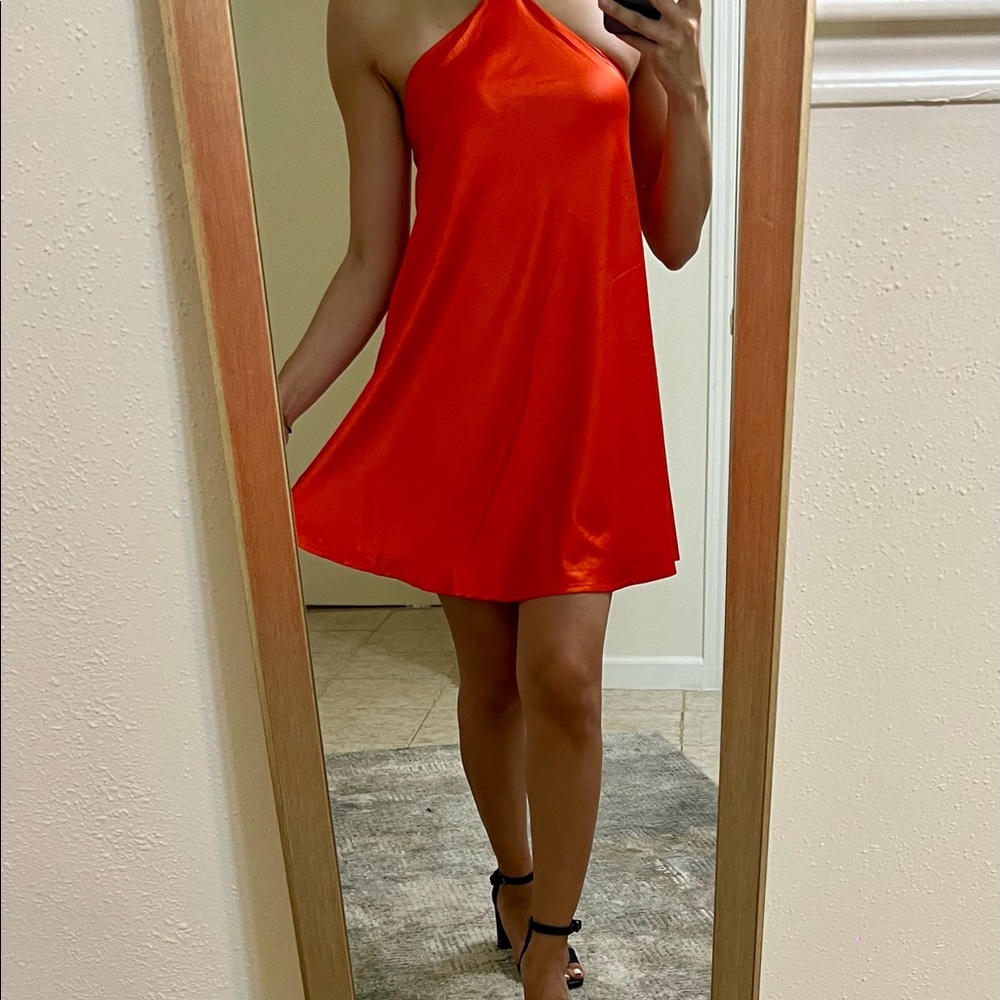 Satin red dress